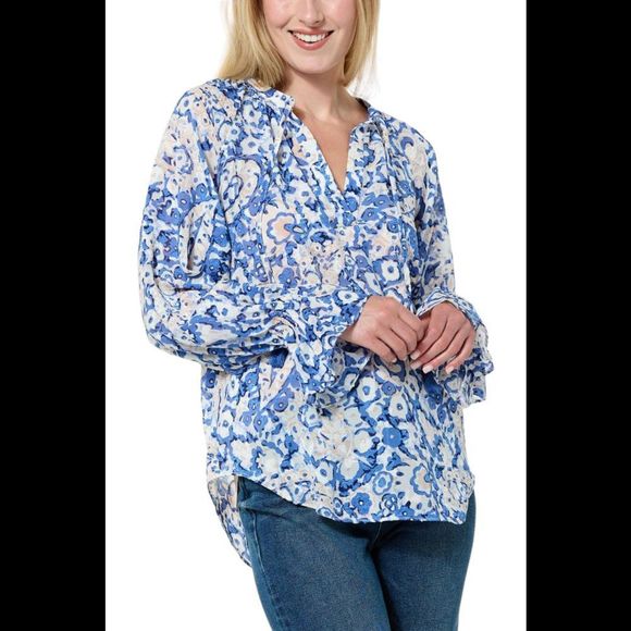 La Joie Essential Raglan-Sleeve Blouse Blue Batik Floral - Regular - Picture 1 of 1